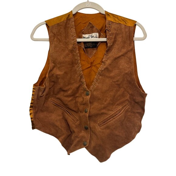 Mona Mode Tops - Vintage Mona Mode Suede Vest Brown S Genuine Leather Rayon Lining